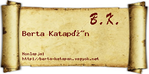 Berta Katapán névjegykártya